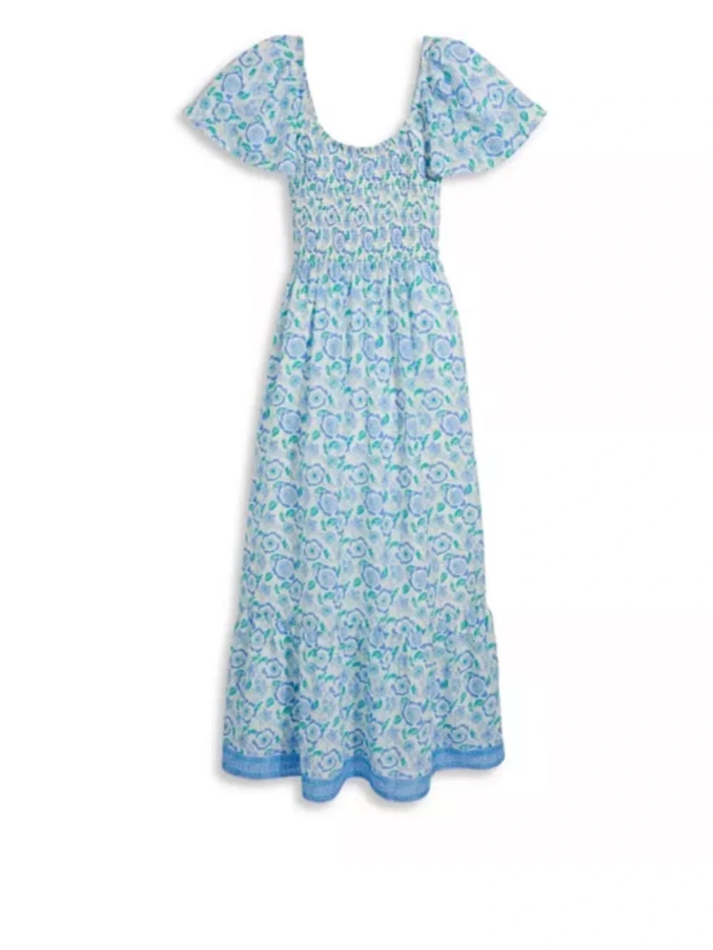 Vineyard Vines Ellen Flutter Sleeve Smocked Maxi Dress, Sz M - Picture 2 of 5